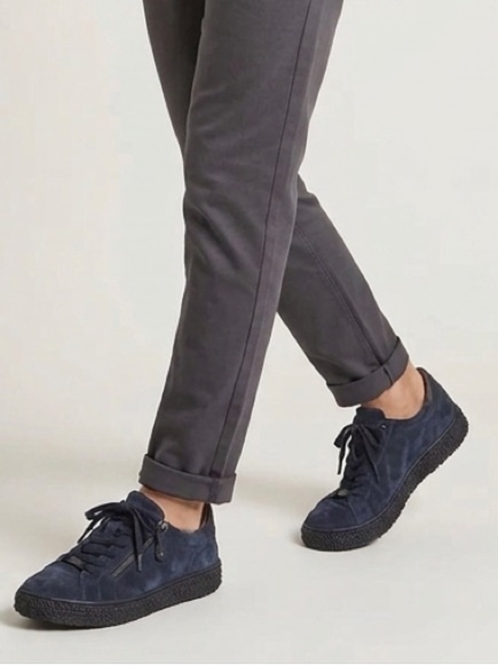 Hartges Phil Zip Women's Navy Suede Lace-Up Sneakers with Side Zip